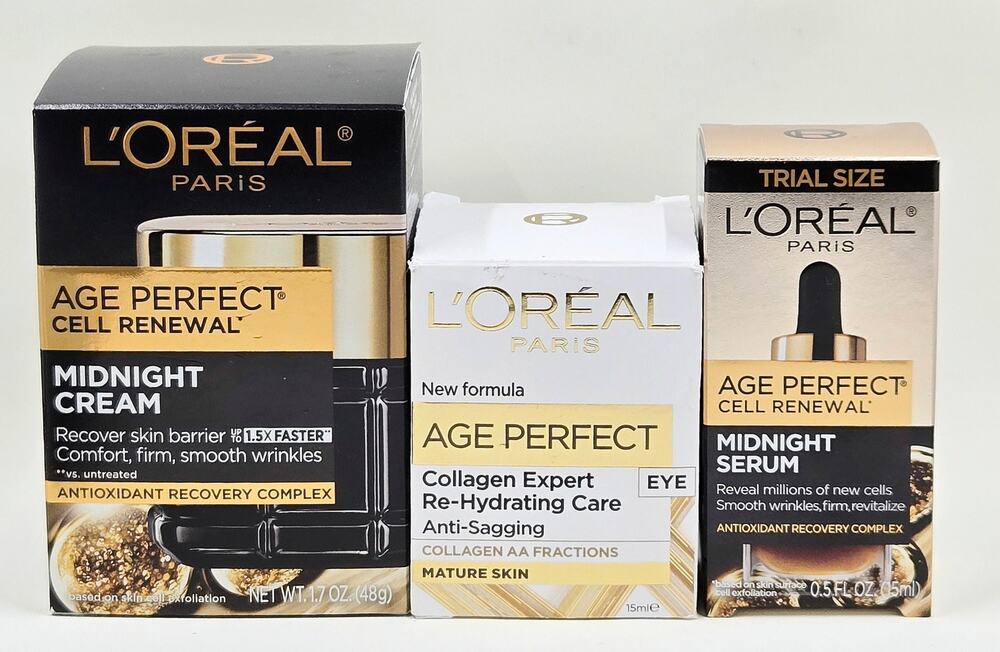 L'Oréal Paris Age Perfect Midnight Cream, Serum & Eye Cream 3-Piece Set